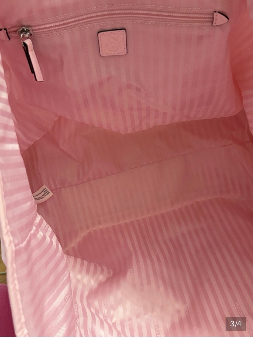 Victoria's Secret Pink Striped Tote with Chain Handles - Picture 3 of 4